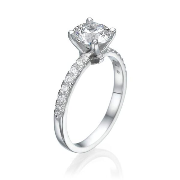 Diane white Gold 4-Krappen-Fassung Verlobungsring mit Labordiamanten