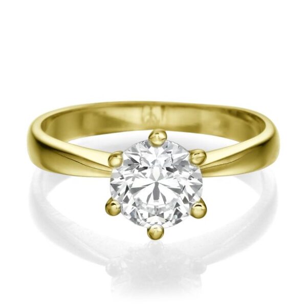 Diane Gold Sechser-Krappenfassung Verlobungsring mit Labordiamanten