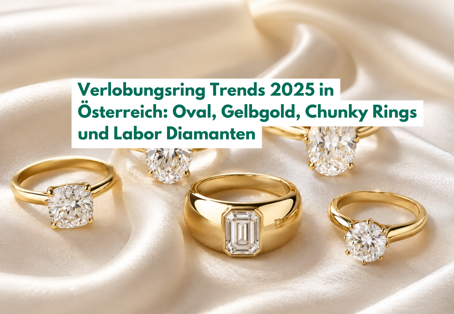 Verlobungsring Trends 2025 in Österreich: Oval, Gelbgold, Chunky Rings und Labor Diamanten