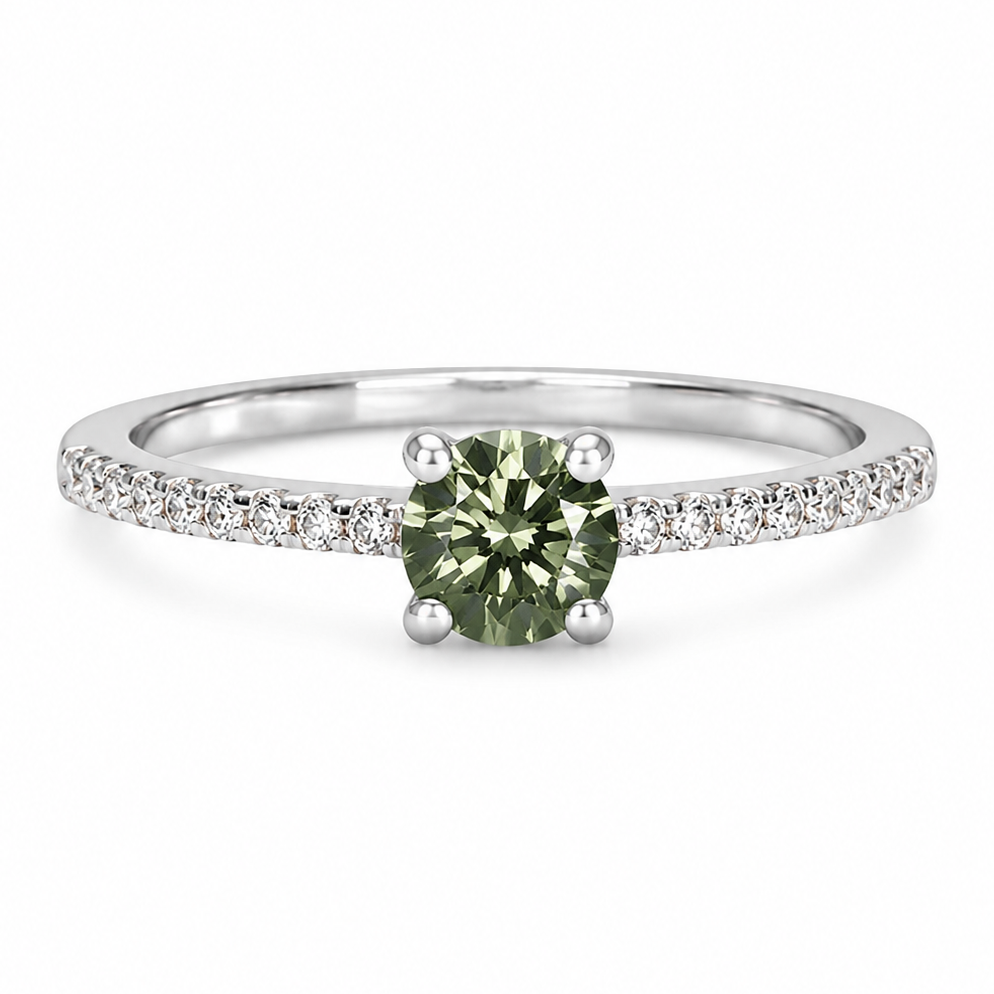 Farbiger Diamant-Verlobungsring WG Fancy Green
