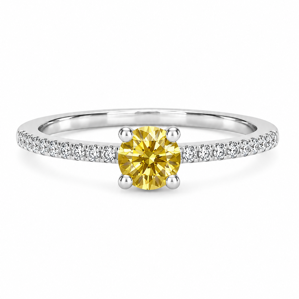 Farbiger Diamant-Verlobungsring WG Fancy Yellow