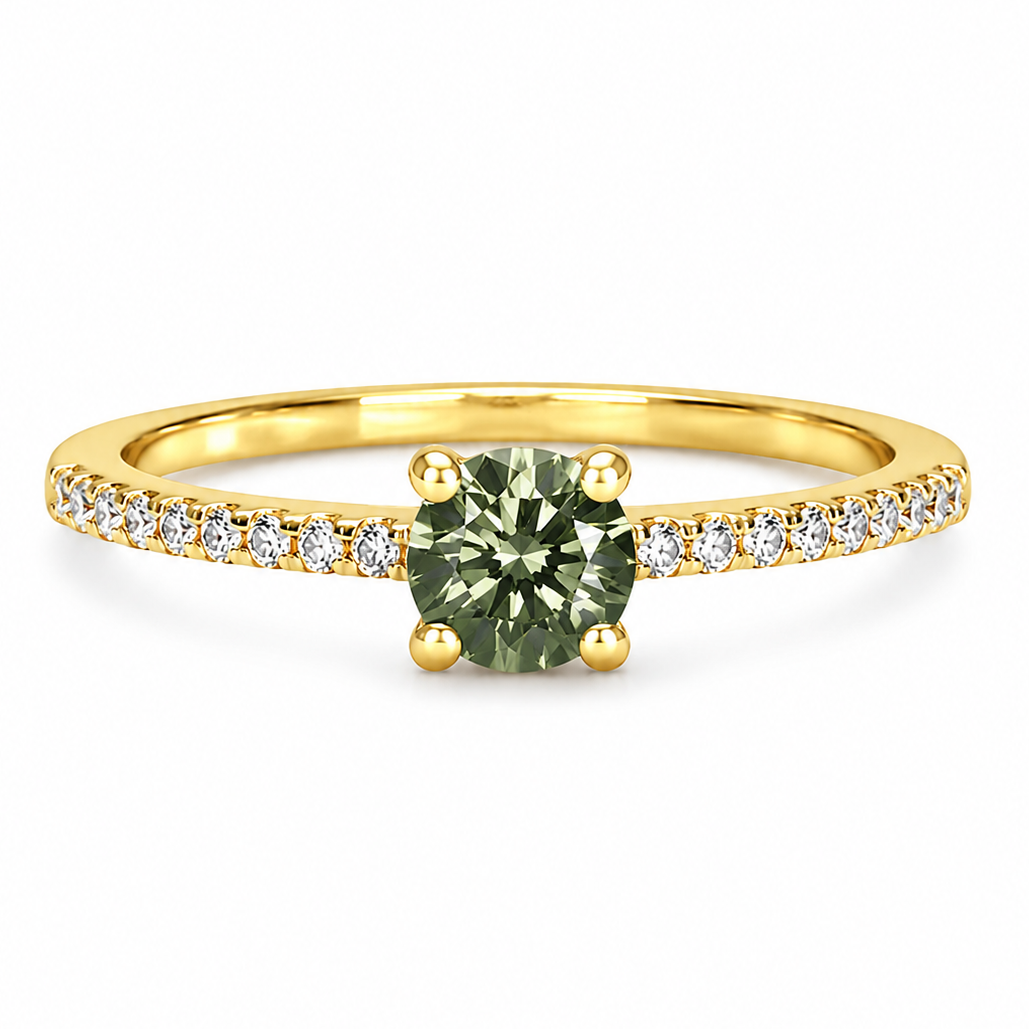 Farbiger Diamant-Verlobungsring YG Fancy Green