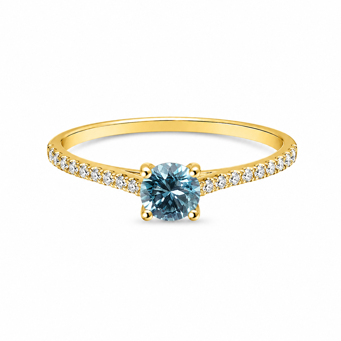 Farbiger Diamant-Verlobungsring YG fancy Blue