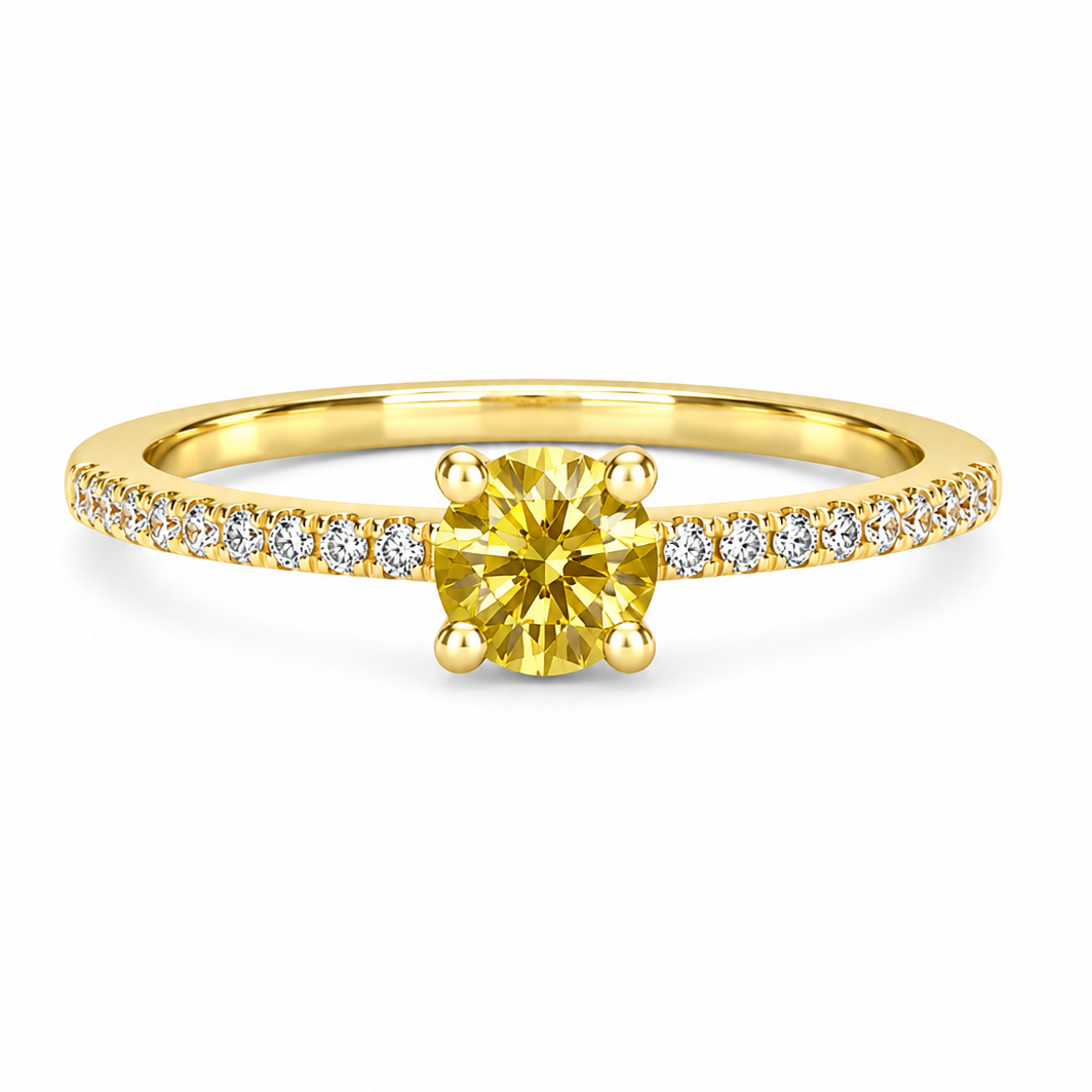 Farbiger Diamant-Verlobungsring YG fancy Yellow